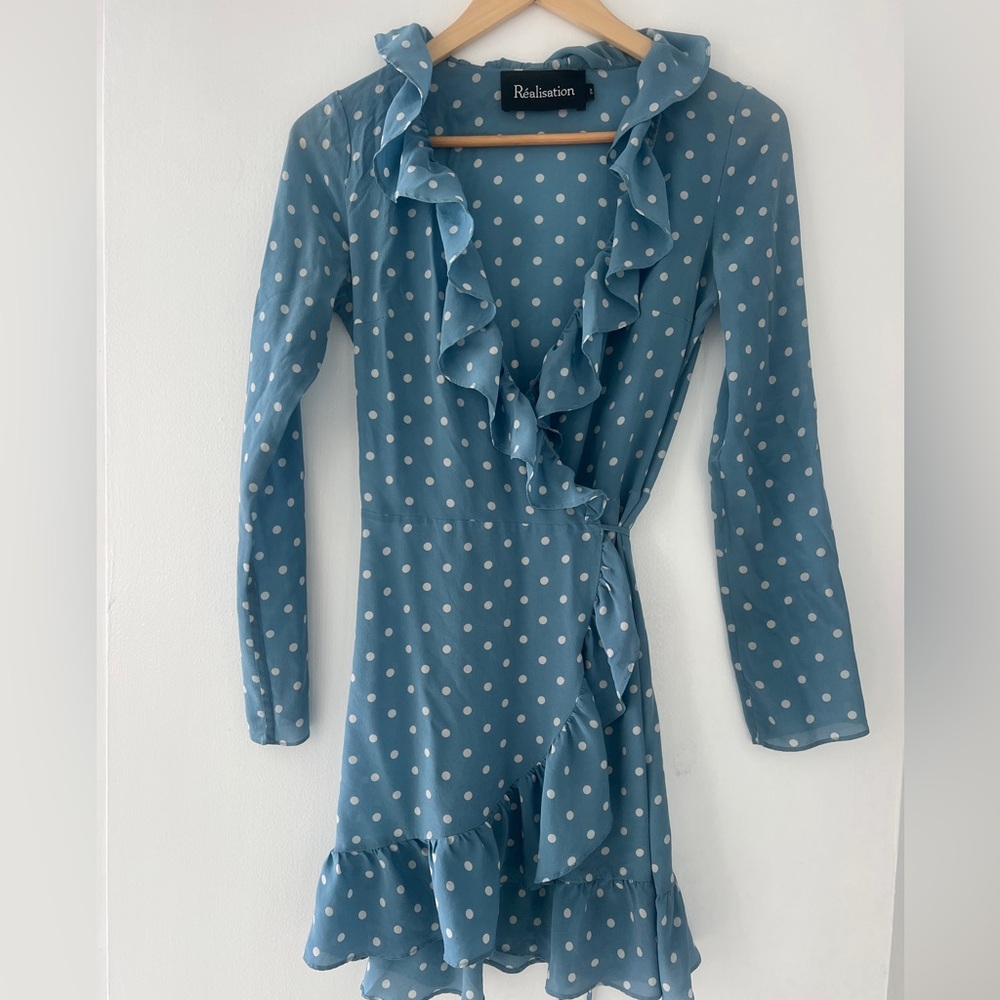 Realisation Par Teal Polka Dot Dress